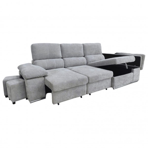 Cheiselongue - Cama con Arcón Derecha NADIA Tapizado Gris...