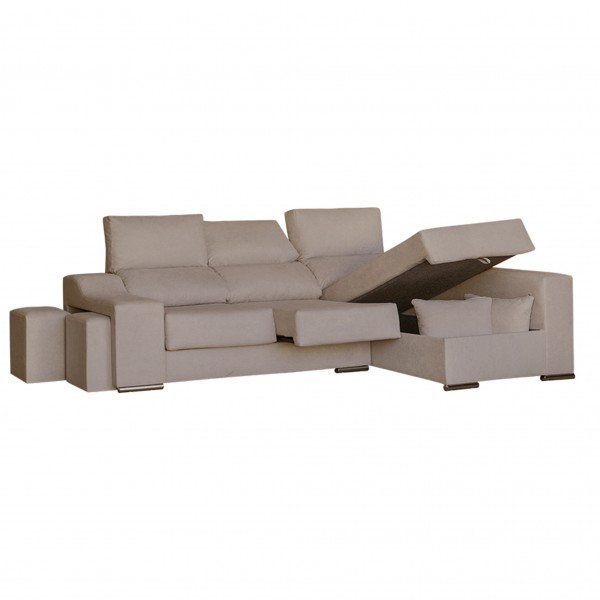 Chaiselongue DERECHA MÁLAGA Tapizado Nevada 2 Beige 255x140x100 Cm