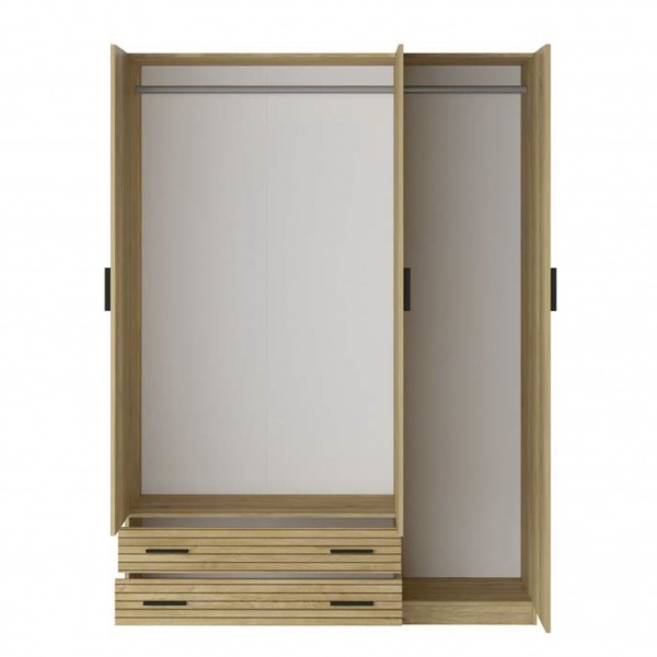 Armario 3 Puertas y 2 Cajones Rapid Marrón 149,9x51,6x208 Cm 2