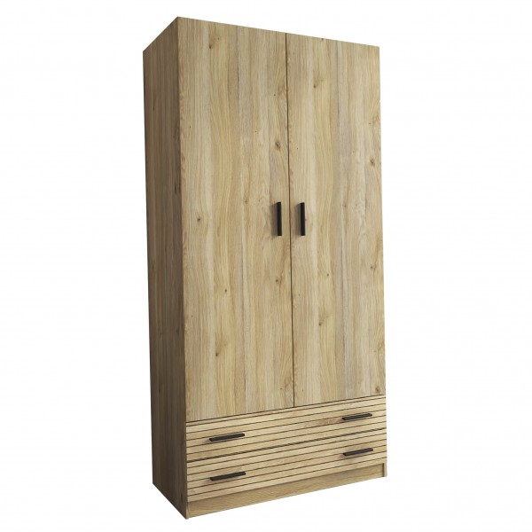 Armario 2 Puertas y 2 Cajones Rapid Marrón 100x51,6x208 Cm