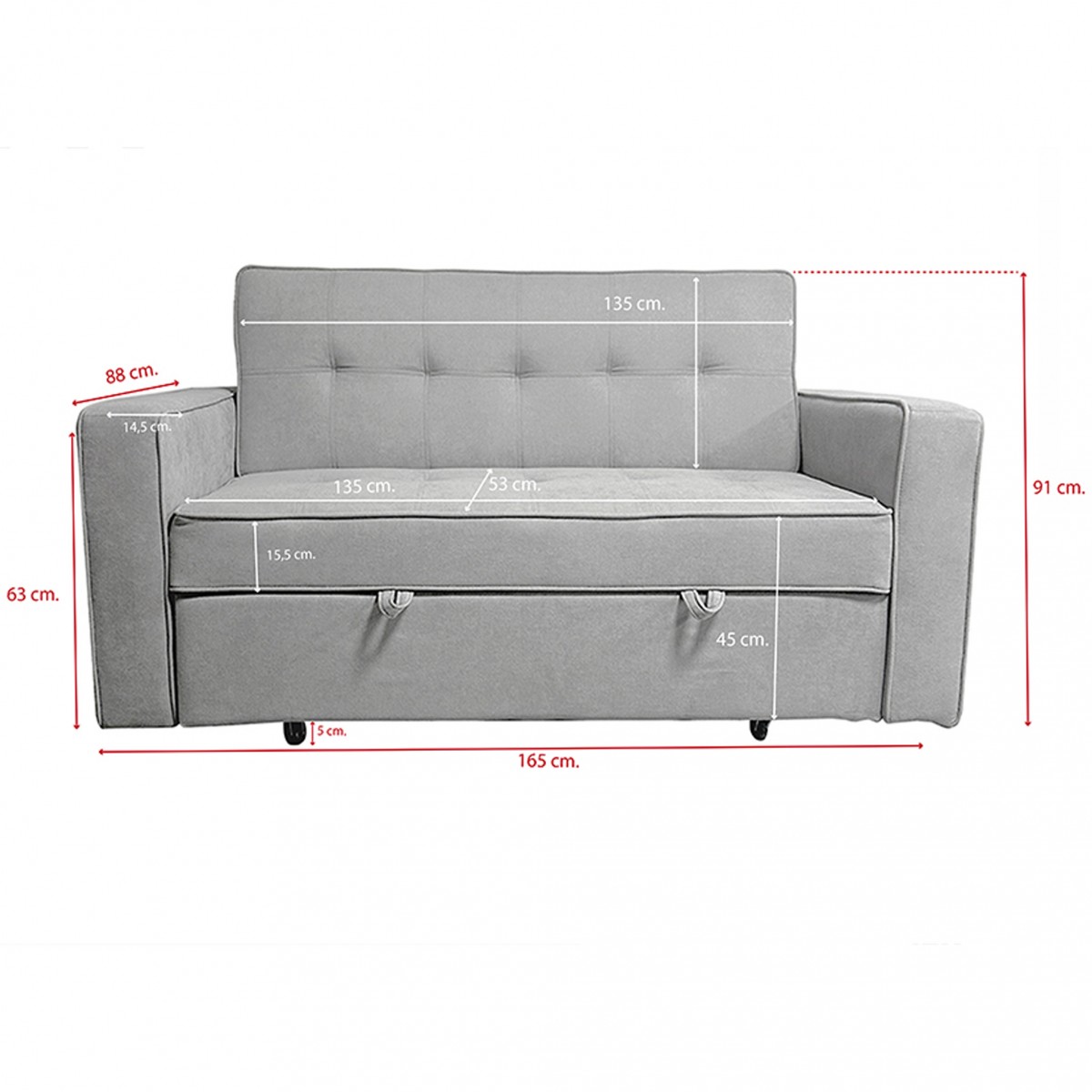 Sofá Cama con Brazos Rol Tapicería Crystal 2...