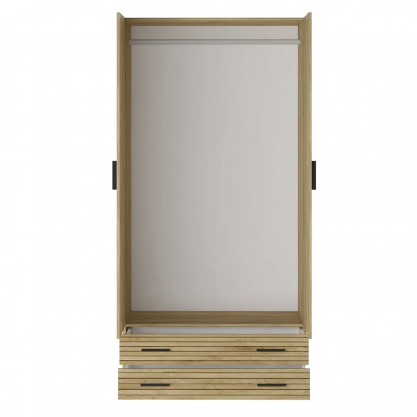 Armario 2 Puertas y 2 Cajones Rapid Marrón 100x51,6x208 Cm 2