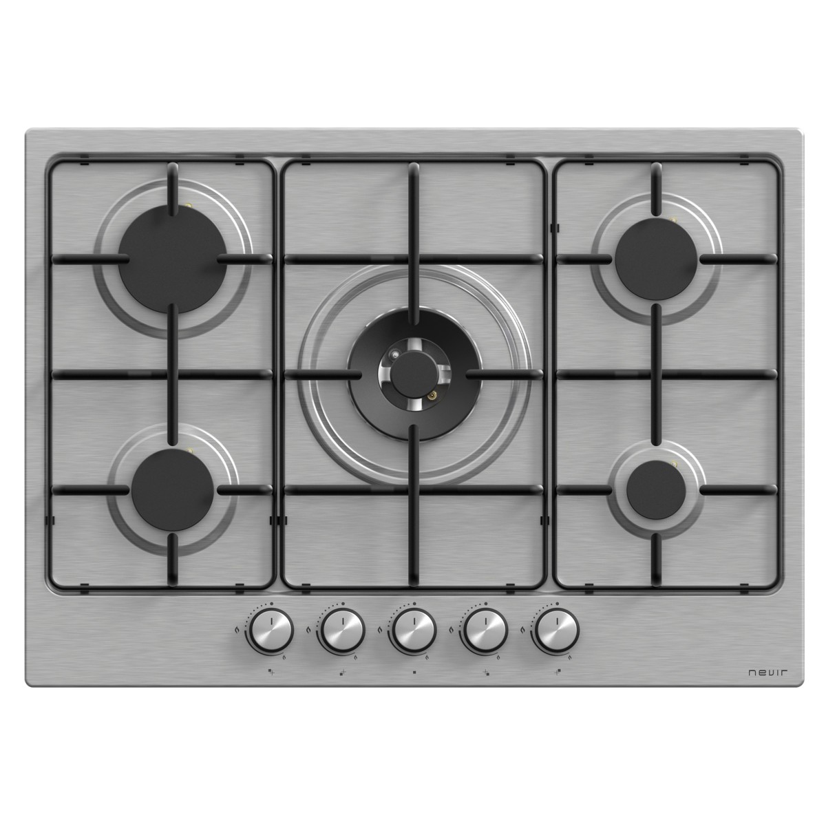 Placa de Gas 5 Fuegos con Wok Inox Nevir...