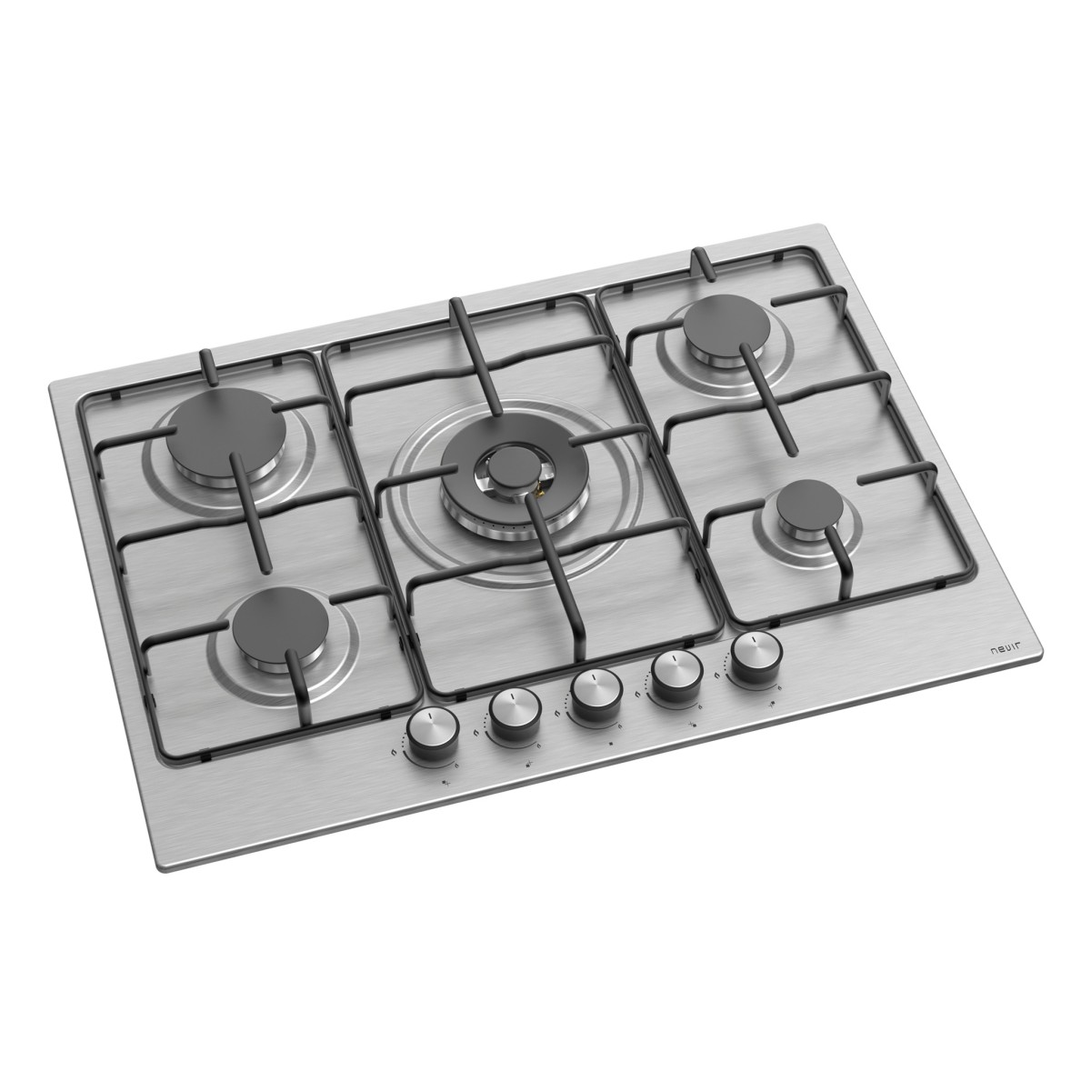 Placa de Gas 5 Fuegos con Wok Inox Nevir...