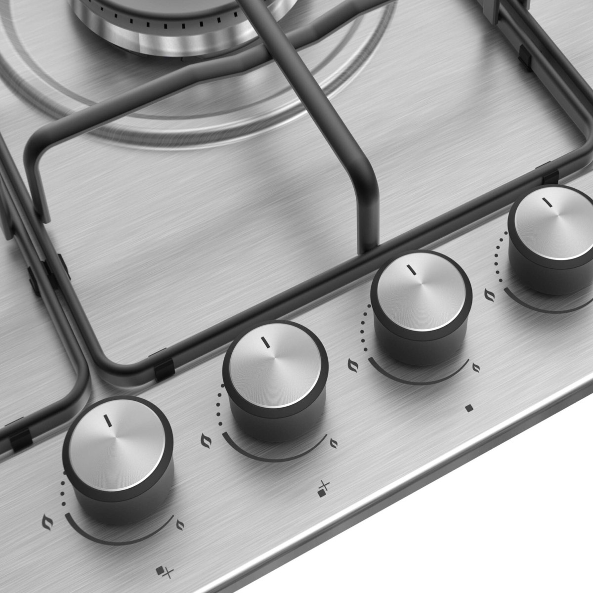 Placa de Gas 5 Fuegos con Wok Inox Nevir...