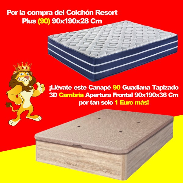 Pack promoción Colchón Resort Plus 90 + Canapé Guadiana...
