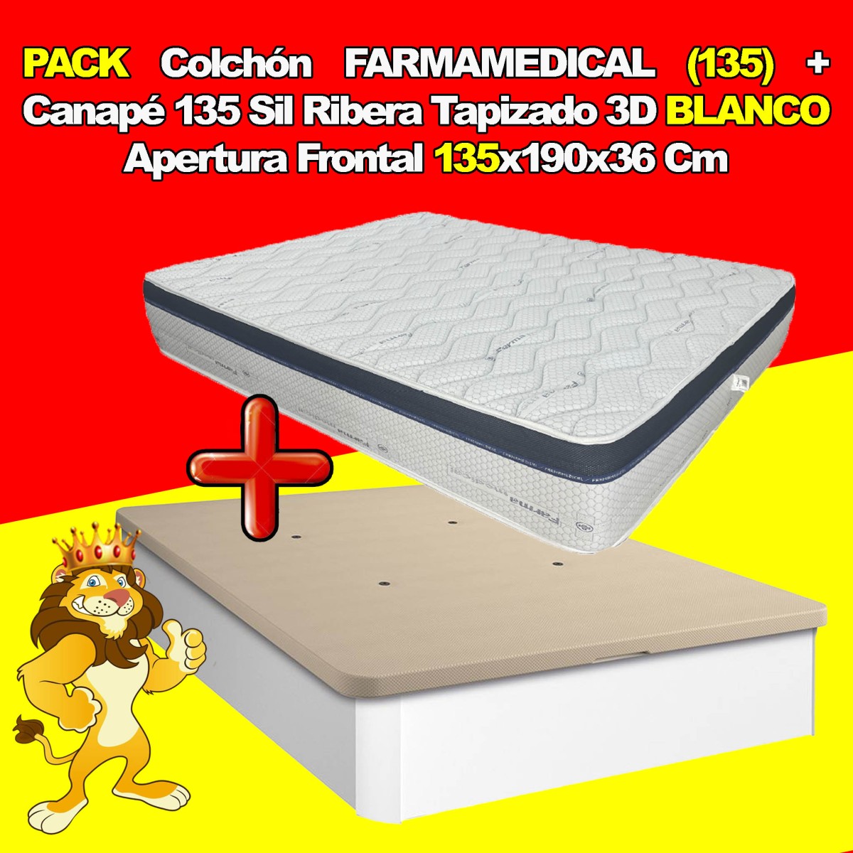 PACK Colchón FARMAMEDICAL (135) + Canapé 135...