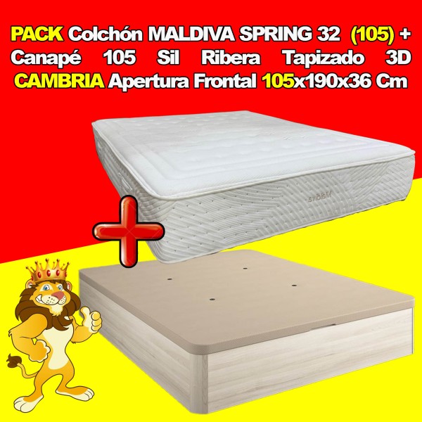 PACK Colchón MALDIVA SPRING 32 (105) 105x190x32 Cm +...