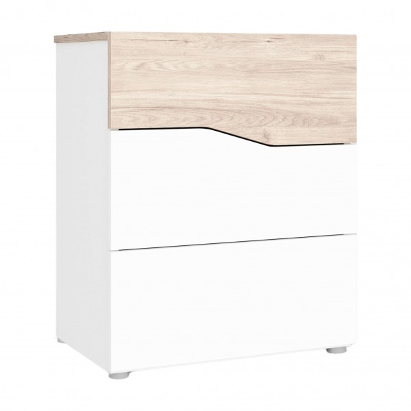 Mesita de noche 3 cajones Cannes Blanco mate-Sahara...