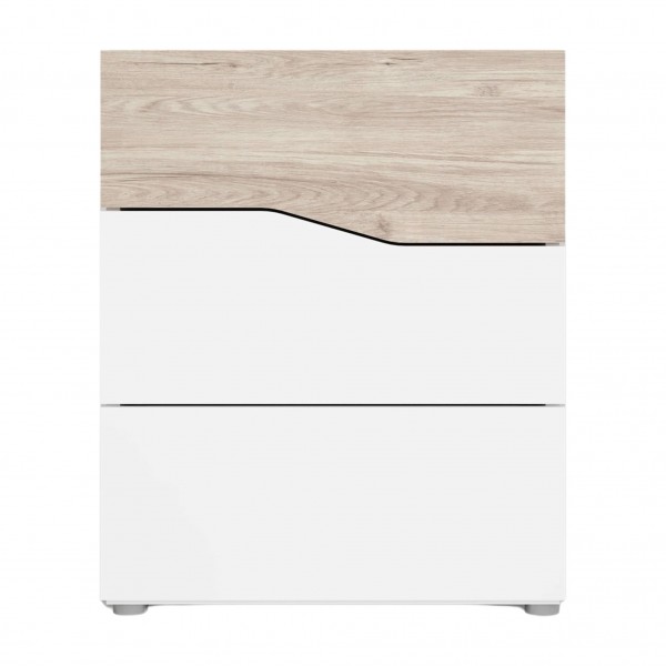 Mesita de noche 3 cajones Cannes Blanco mate-Sahara... 2