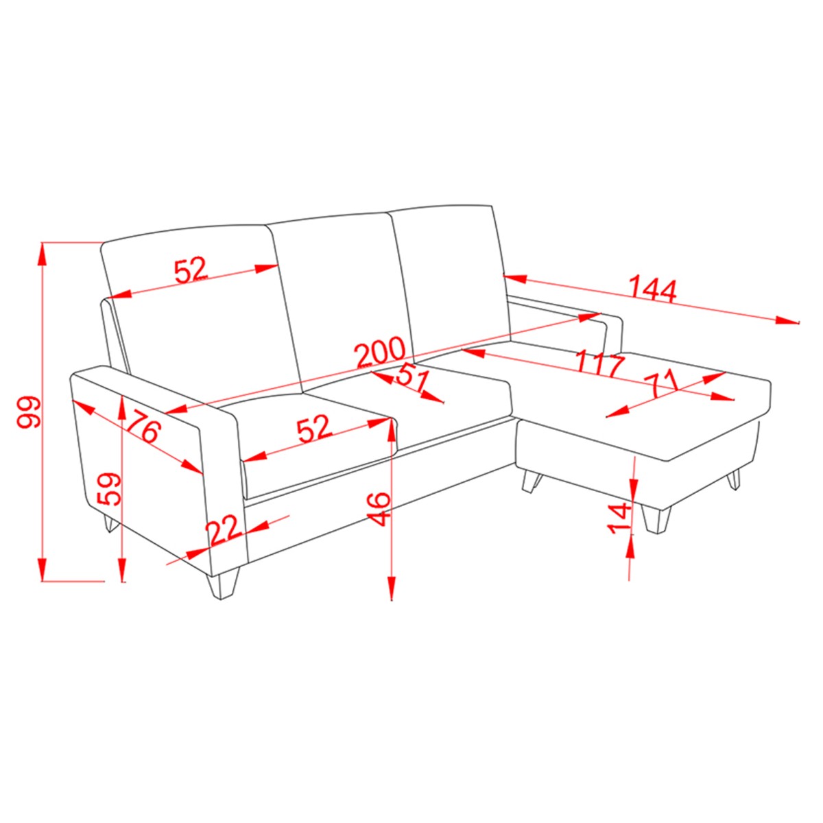 Chaiselongue Reversible Duque Tapizado Nolia...