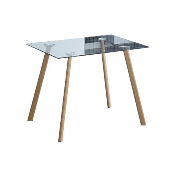 Mesa de Cocina Acnes Tapa de Cristal y Patas Color Madera...