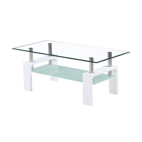 Mesa de Centro Sama con Tapa de Cristal Blanco 110x55x45 Cm