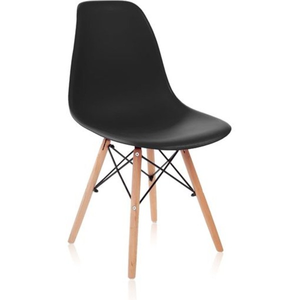 Pack de 4 Sillas Dinamarca Negro Patas de Madera 46x53x82 Cm 2