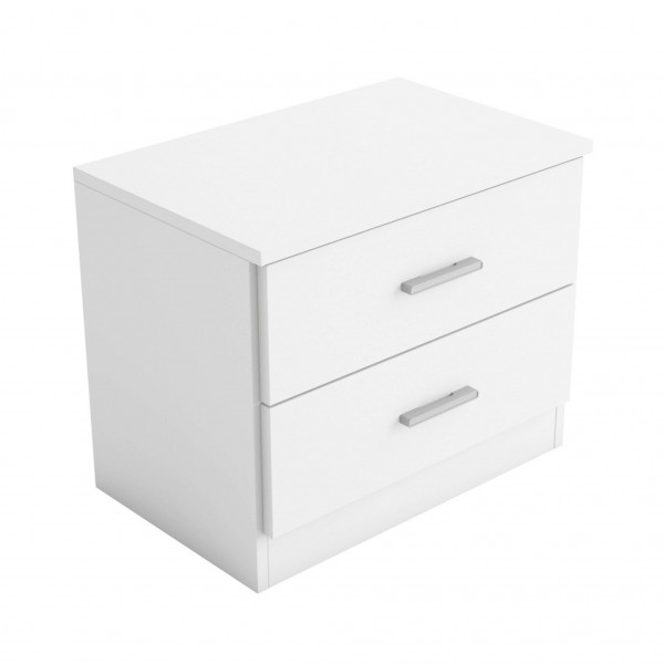 Mesita de noche 2 cajones Couple Blanco mate 50x33,3x41,8 Cm