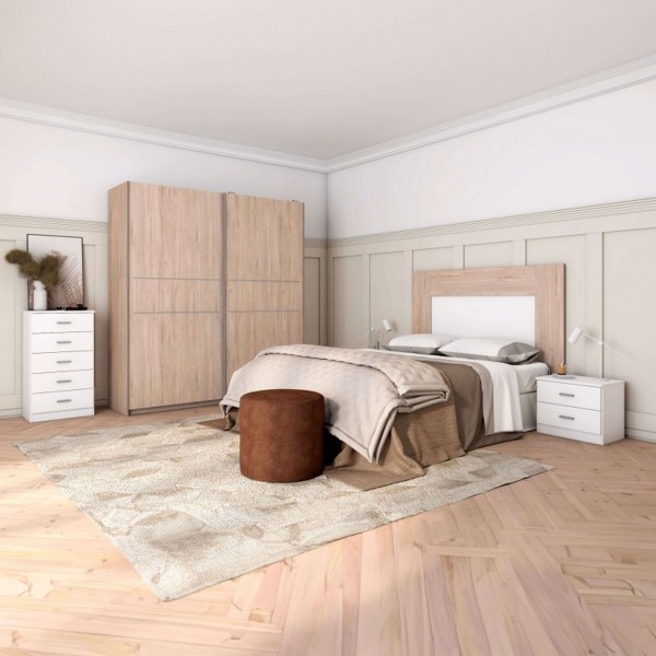 Mesita de noche 2 cajones Couple Blanco mate 50x33,3x41,8 Cm