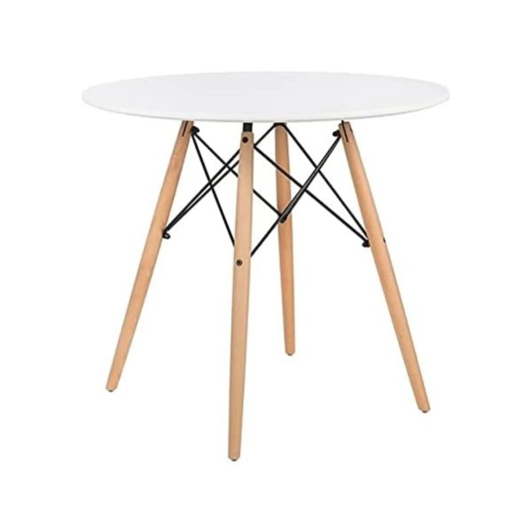 Mesa Redonda 80 C4 Patas Madera Dinamarca Blanca 80×80×75 Cm
