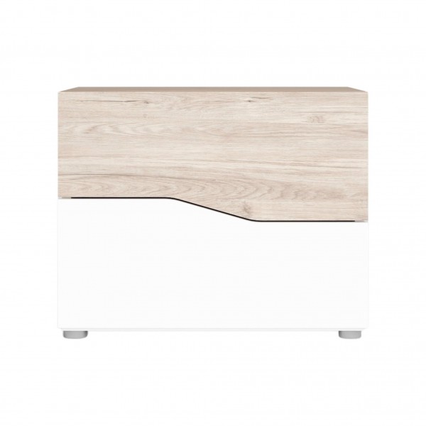 Mesita de noche 2 cajones Cannes Blanco Mate-Sahara 53,8x34,8x41,5 Cm