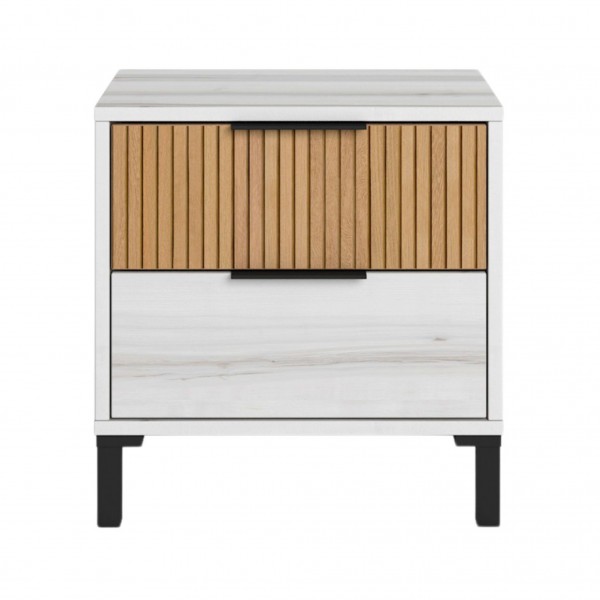 Mesita de noche 2 cajones Arles Blanco Albo y Roble... 2