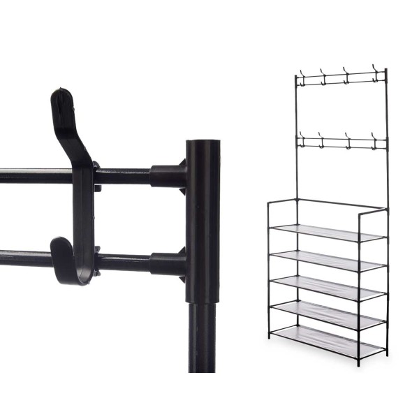 Perchero Zapatero 5 Alturas Negro 60×25×173 Cm 2