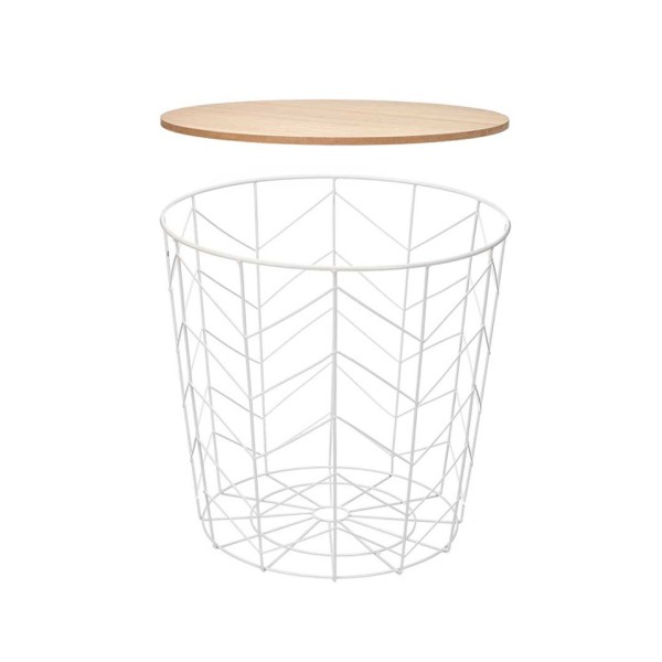 Mesa Auxiliar Acero con Tapa de Madera Blanca... 2