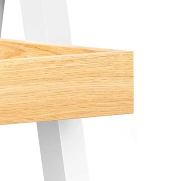 Mesa Auxiliar Patas Blancas MDF Blanco-Marrón 48×35×53 Cm 2