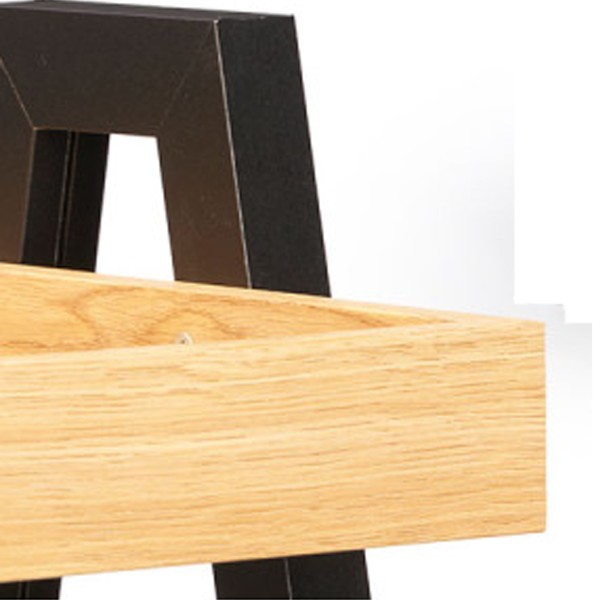 Mesa Auxiliar Patas Blancas MDF Negro-Marrón 48×35×53 Cm 2