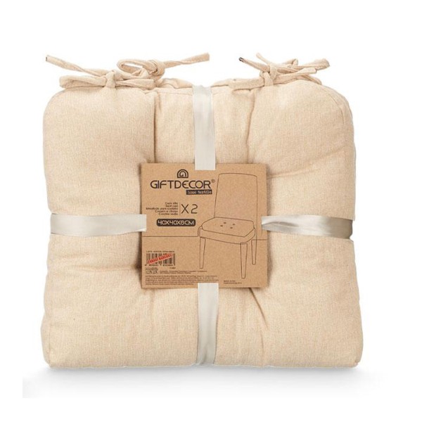 Set de 2 Cojines para Silla Beige 40x40x7 Cm