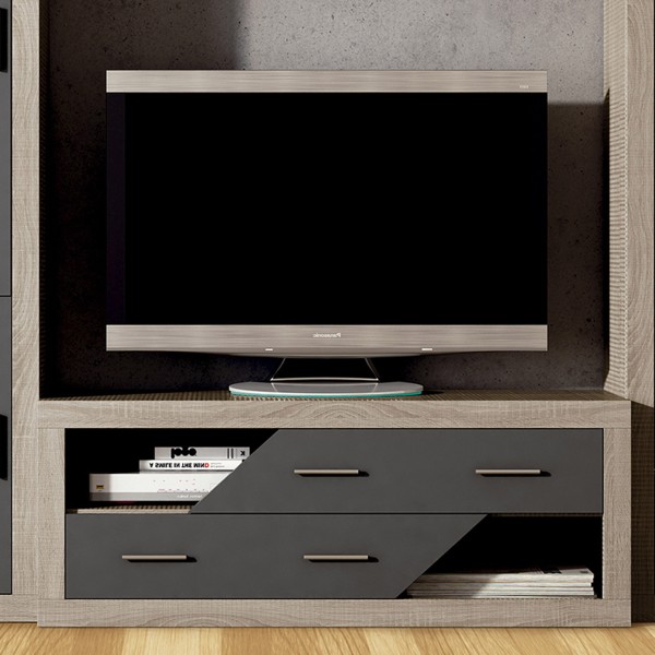 Mueble Bajo TV 2 Cajones Chaflán Lara Cambrian-Grafito... 2