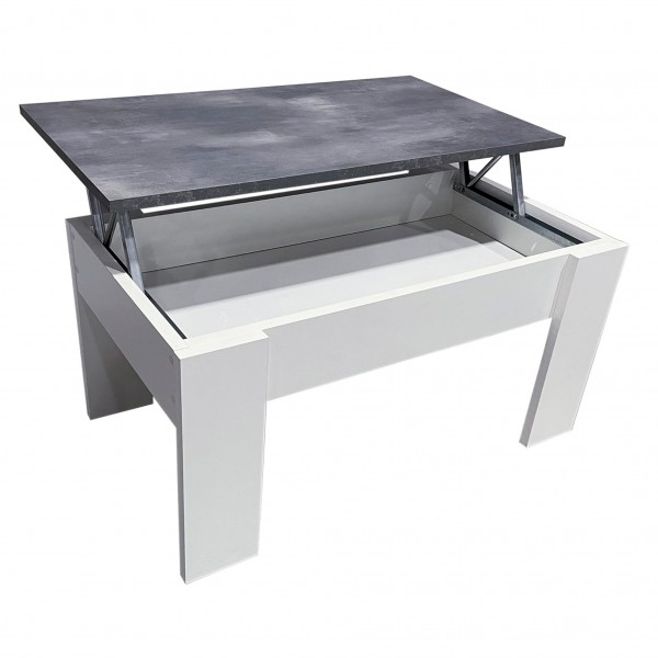 Mesa de Centro Elevable Gala Blanco-Cemento 90x50x46 Cm