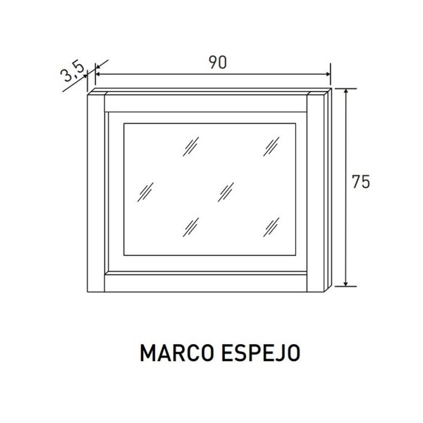 Espejo de pared con marco Lara Cambria-Blanco 90x2x75 Cm