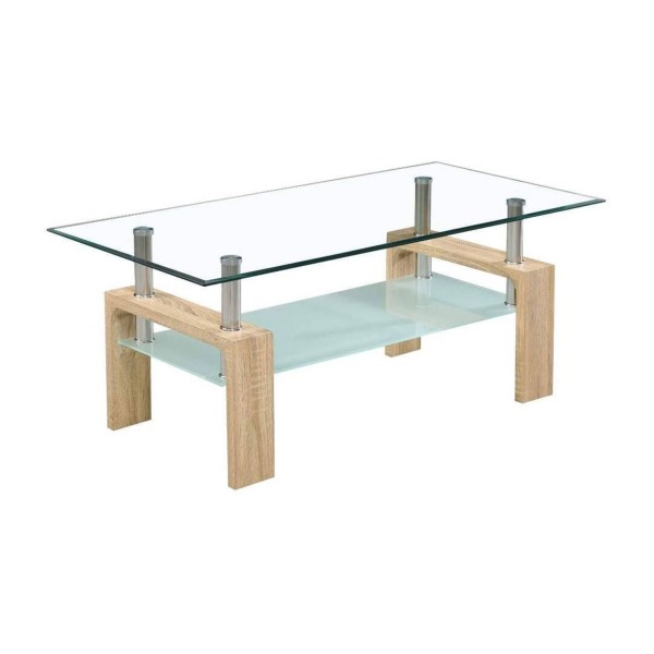 Mesa de Centro Sama con Tapa de Cristal Cambria 110x55x45 Cm