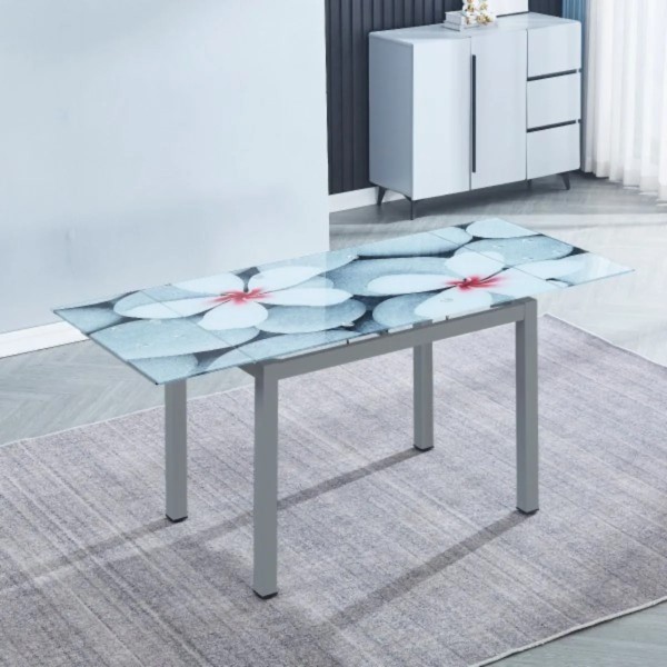 Mesa de Cocina Extensible con Tablero Impreso Flores Gris... 2