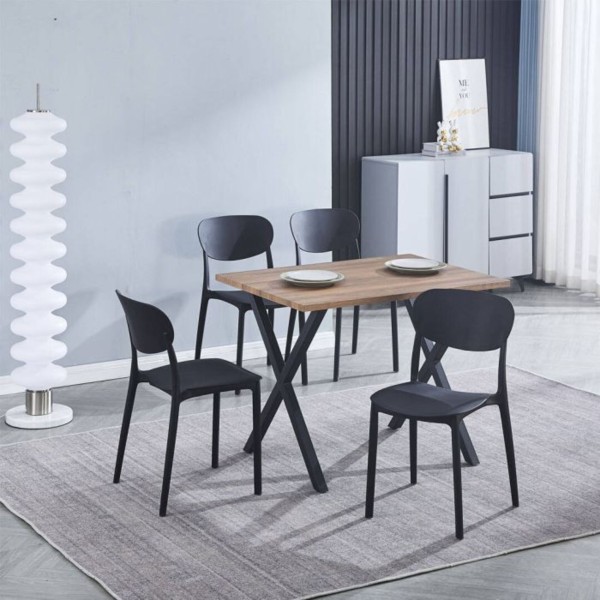 Mesa de Cocina Fija Tapa MDF Videl Negro 100x70x76 Cm 2