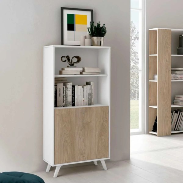 Mueble Bar Soto Blanco-Roble 60x39,6x135 Cm