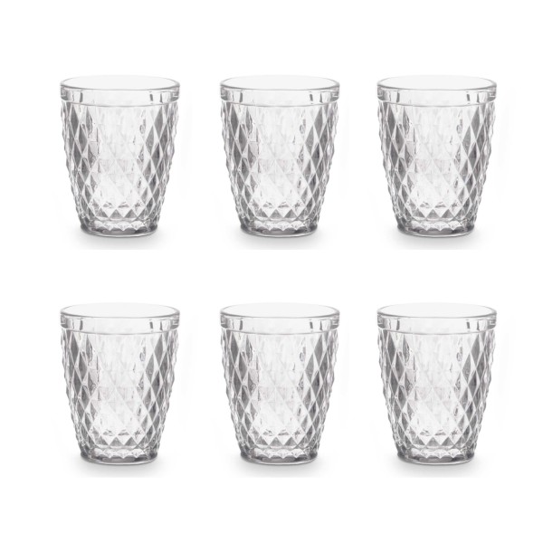 Set de 6 Vasos Diamante Transparente 250 ml 8×8×10 Cm