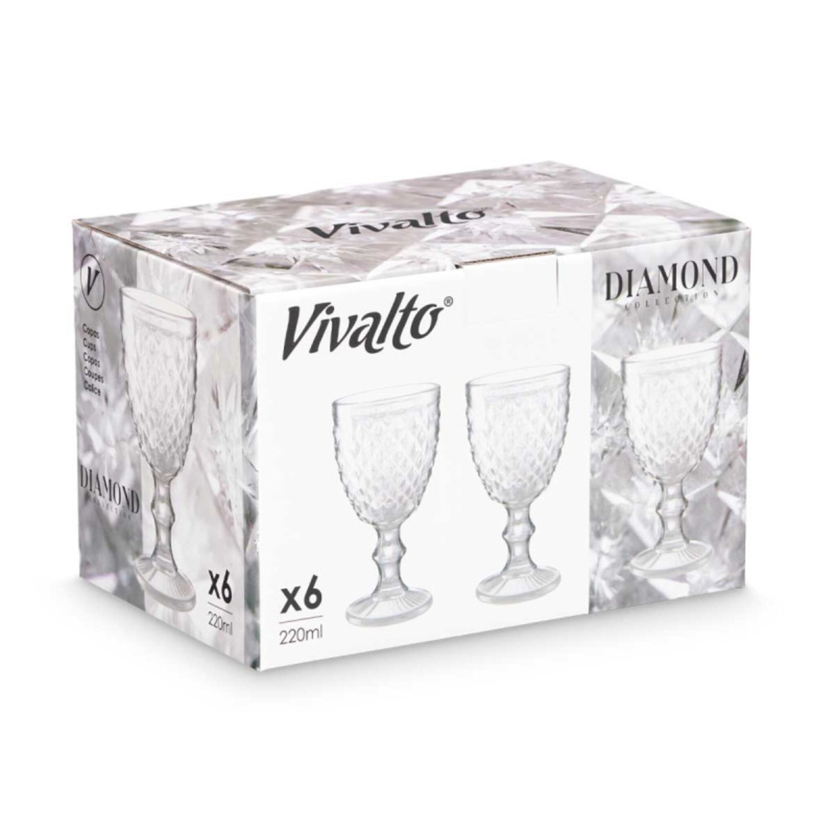 Set de 6 Vasos Diamante Transparente 250 ml...