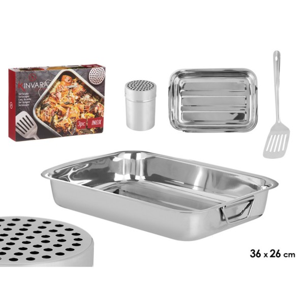 Set 3 Piezas Rustidera con Pala Dispensador 36x26x6 Cm