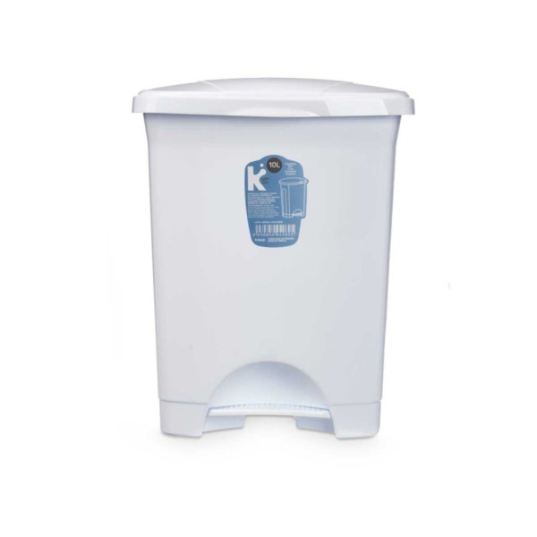 Papelera Pedal Plástico 10 L Blanco 22x27x33,5 Cm
