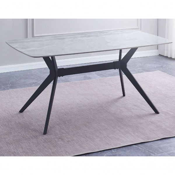 Mesa de Comedor Fija Calista Cerámica Negro 160x90x76 Cm 2