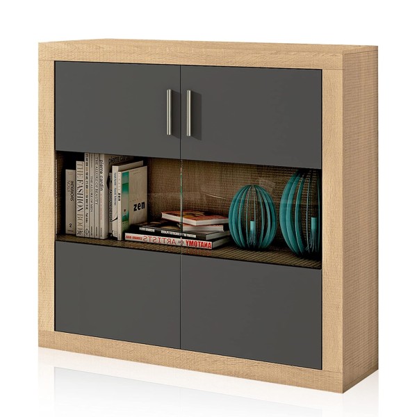 Bodeguero 2 Puertas Lara Cambria–Grafito 110×34,6×110 Cm