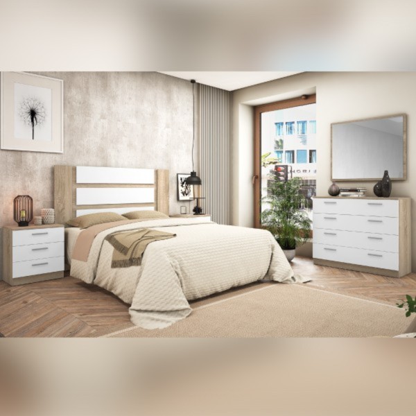Pack Dormitorio Completo Monika Cambria-Blanco Cómoda