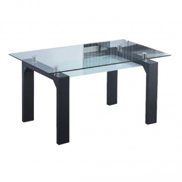 Mesa de Comedor Fija Sensei Cristal Negro 150x90x74 Cm
