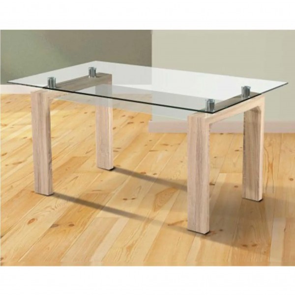 Mesa de Comedor Fija Sensei Cristal Cambria 150x90x74 Cm 2