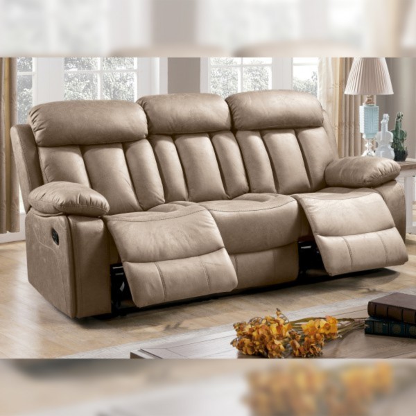 Sofá 3 Plazas Relax Manual Madrid Jade Beige 208x97x101 Cm 2