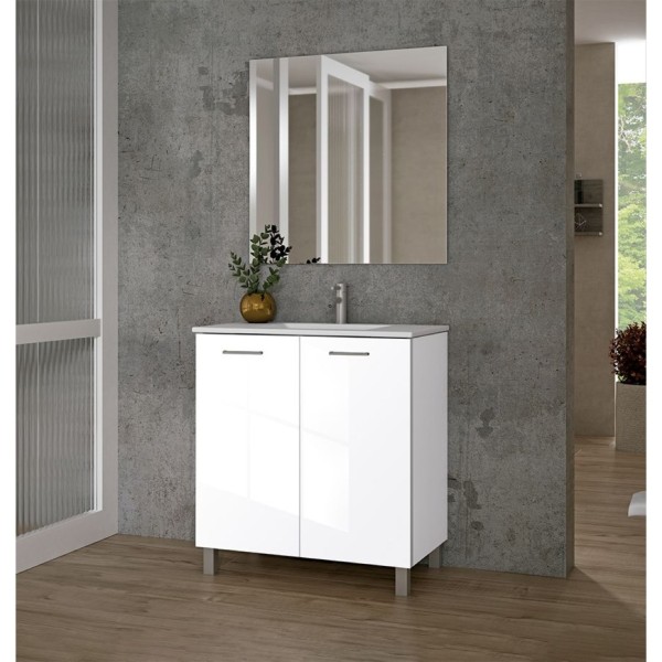 Pack Baño Completo Export 2 Puertas Blanco Brillo 80 Cm