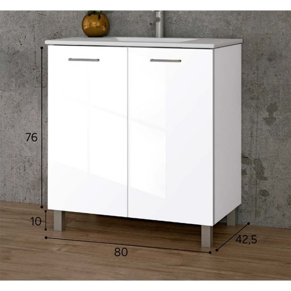 Pack Baño Completo Export 2 Puertas Blanco Brillo 80 Cm 2
