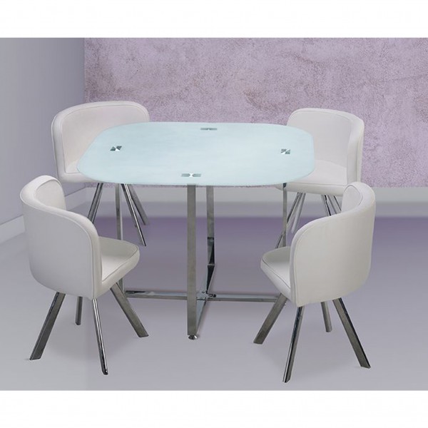 Conjunto Mesa Comedor Fija + 4 Sillas Teca Blanco... 2