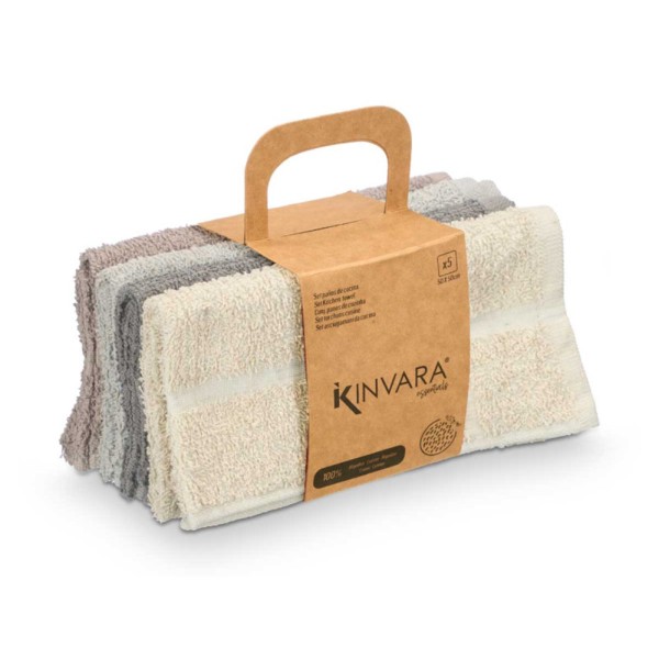 Set de 4 paños cocina algodón gris surtido 400 gr 50x50x0,3 Cm
