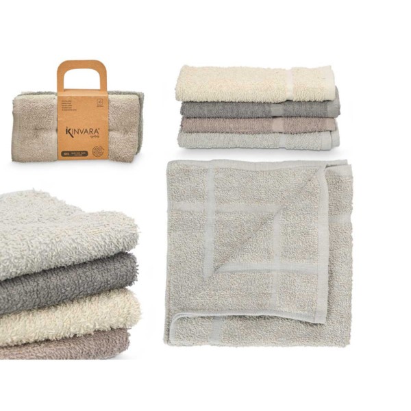Set de 4 paños cocina algodón gris surtido 400 gr 50x50x0,3 Cm